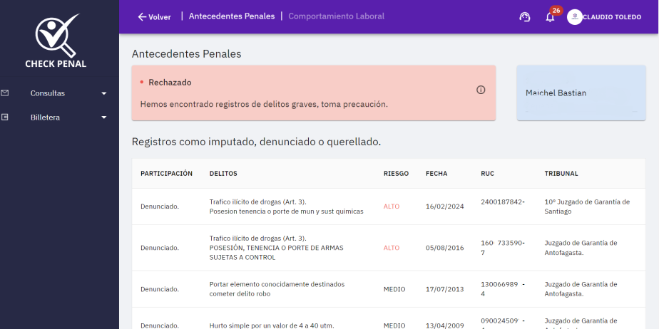 Checkpenal plataforma de búsqueda de antecedentes penales en segundos